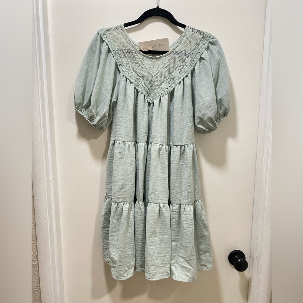 Light Green Lace Trim Dress